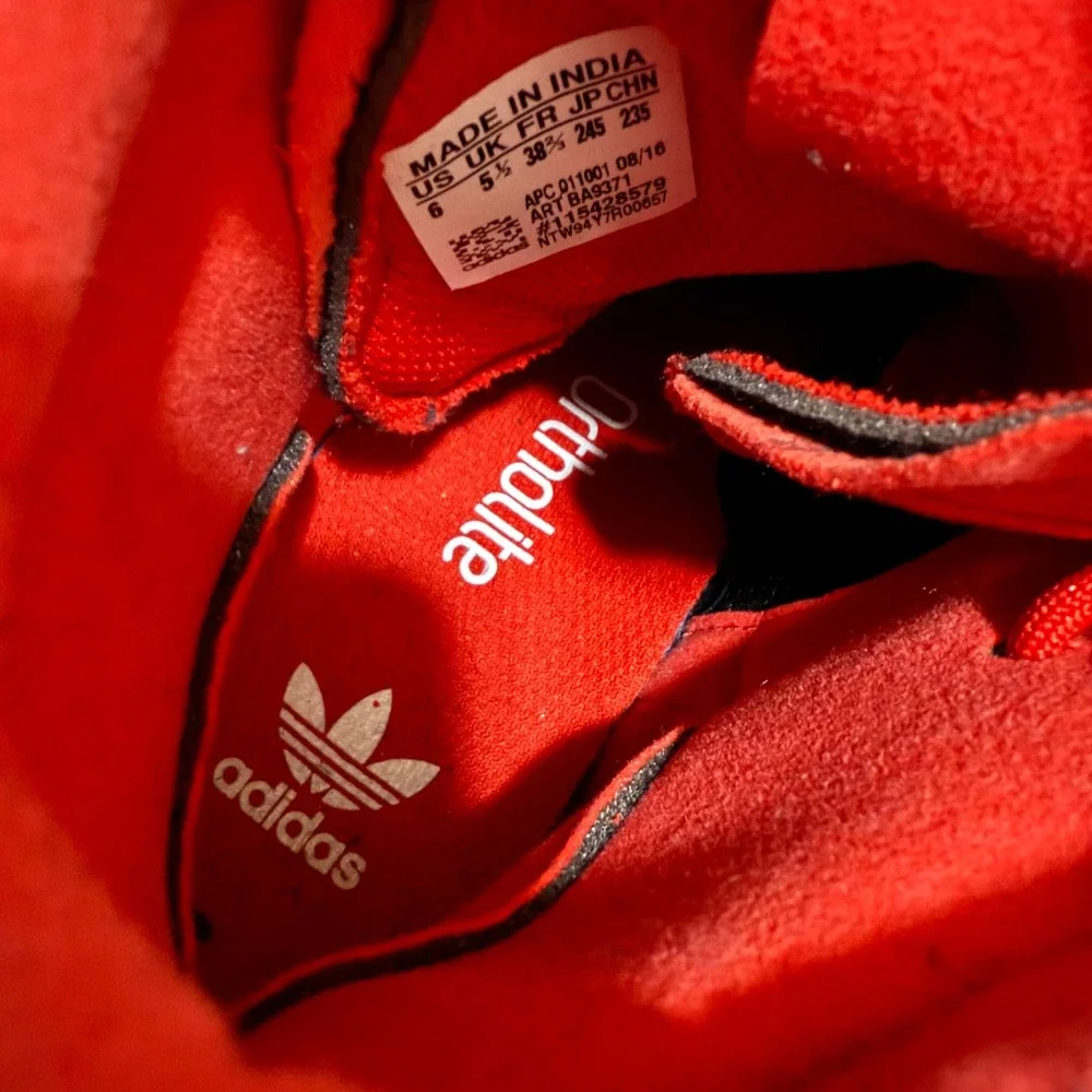 Adidas Ortholite Tubular Invader Strap Red Suede High Top‎ Sneakers US6